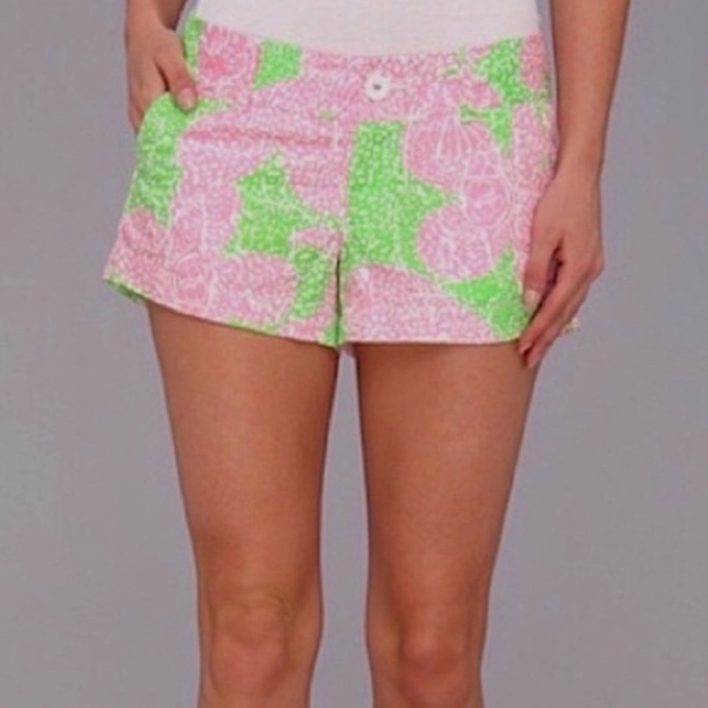 Lily Pulitzer Women's Pink and Green Patterned Shorts